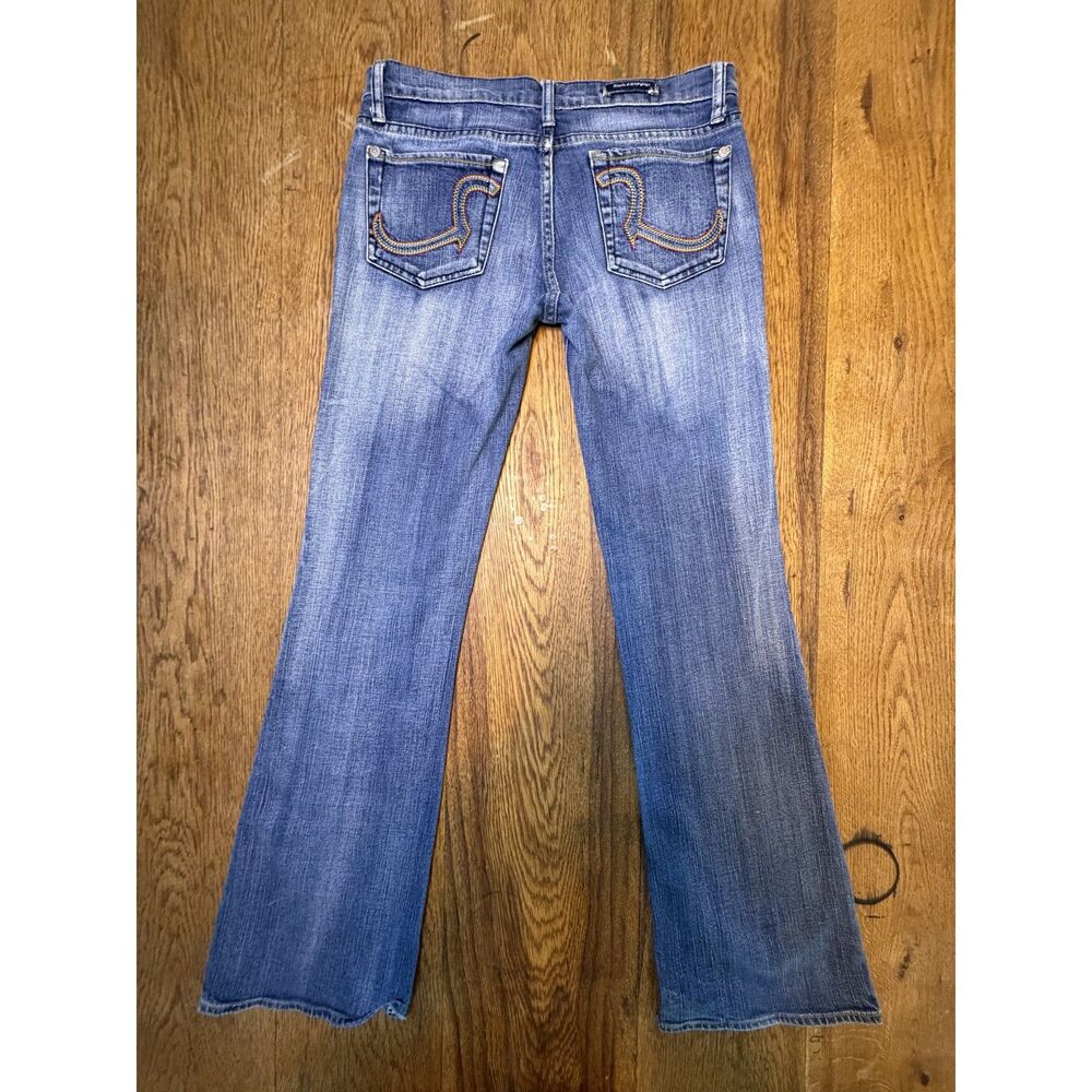 Rock & Republic Y2K Low Rise Flare Bootcut Jeans Size 27 Rainbow Embroidery